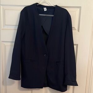 SPANX navy pinstripe blazer